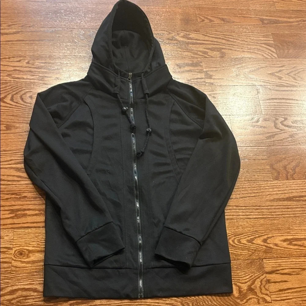 H2H men’s casual Black zip up Hooded Jacket pockets draw string hood cotton XL